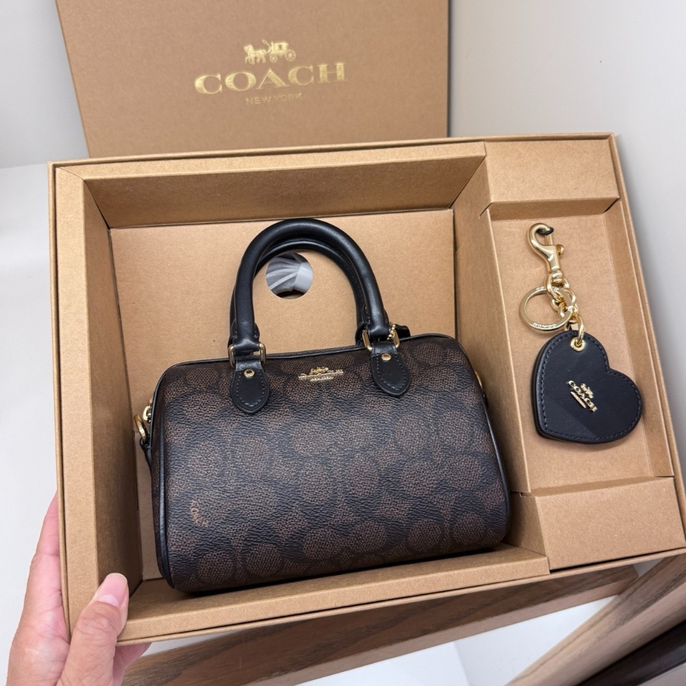 Coach Boxed Mini Rowan Crossbody Bag And Mirror Bag Charm Set CCL59